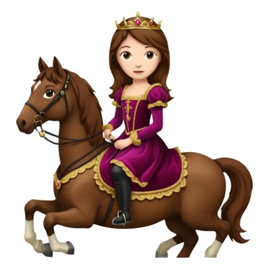 Renaissance princess with brown hair on horse sticker