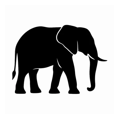 Elephant black silhouette white background sticker