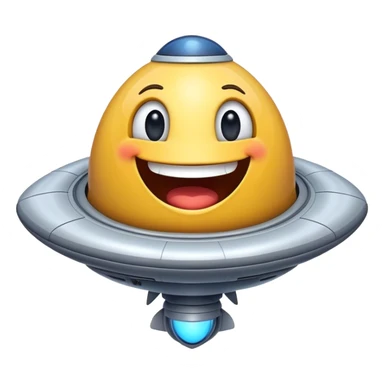 spaceship with funny face and smile big sticker