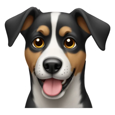 Dog with a black ear  sticker