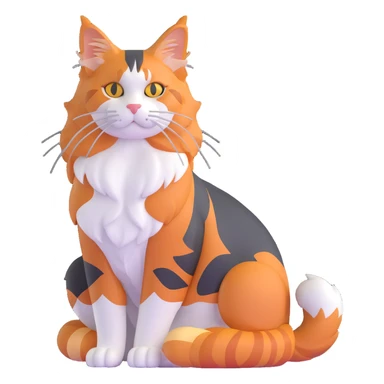 calico maine coon cat with orange, black and white patches sticker