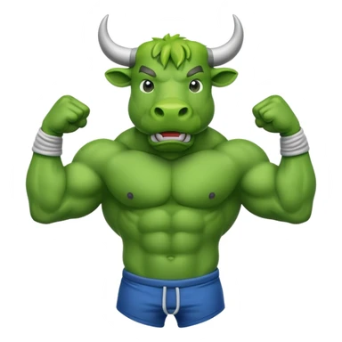 Green bull with clothes sticker