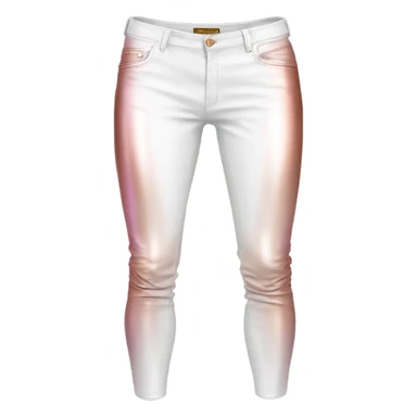Realistic isolated pair white leather pants with rose gold to purple ombre vertical lines on them. sticker