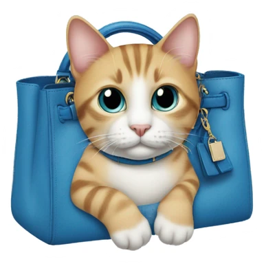 cat in a blue birkin bag sticker