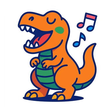 colorful cartoon style T-Rex singing sticker