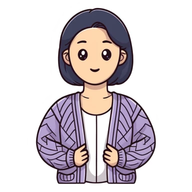 gray woman knit cardigan sticker