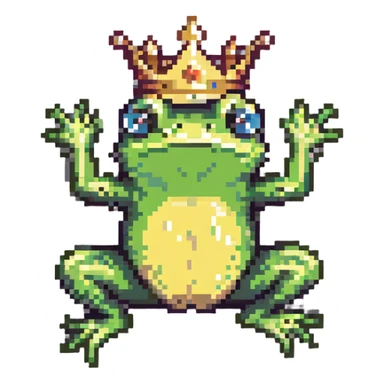 crowned frog jumping sticker
