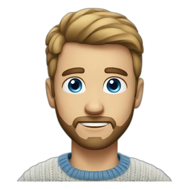 guy with a short haircut and blue eyes, short beard in a sweater sticker