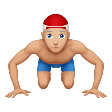 Athletic bald man with blue eyes on all fours sticker
