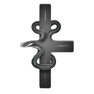 cross, snake, medicinal logo, monochrome sticker