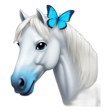 Withe horse with a blue butterfly on his nose  sticker