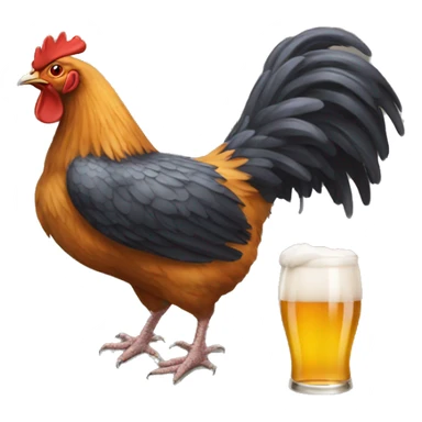 Une poule qui boit une bière sticker