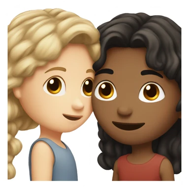 White girl with brown hair kissing brown boy with black hair  sticker