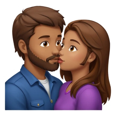 Man with brown hair and a beard kissing a girl with brown hair sticker