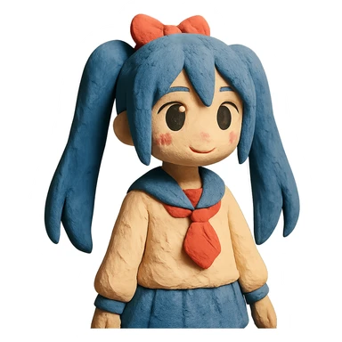 claymation style anime character sticker