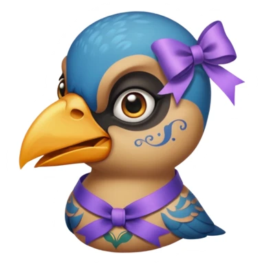 bird with piercings and excessive face tattoos and ribbon two eyes sticker