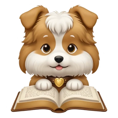 Cute dog reading an open book sticker