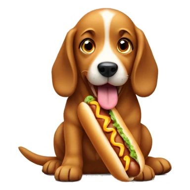 dog with hot dog  sticker