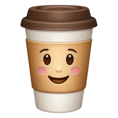 Make a closed coffee to-go cup, more emoji-like, smaller, no emoji or logo in the middle. Use the same colors as the reference image. The style should resemble an emoji style. No background sticker