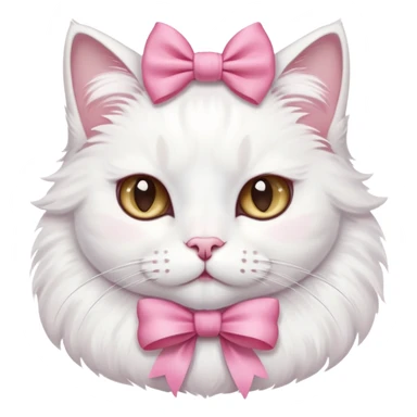 White cat with a pink bow in his hair  sticker