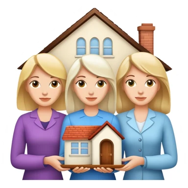 3 white women holding a home title sticker