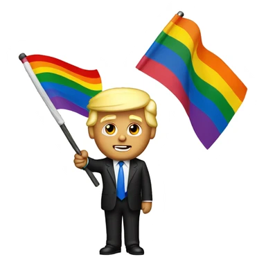 Donald trump with a pride flag in his hand sticker