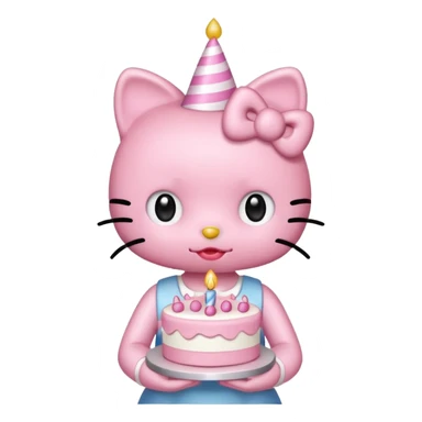 cute hello kitty with birthday cake sticker