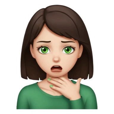 Brunette girl with green eyes choking herself sticker