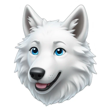 Happy White Wolf blue eyes sticker