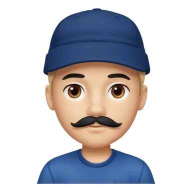 generate a pretty bratz boy wearing a dark blue cap and shirt. 

Mustache- black sticker