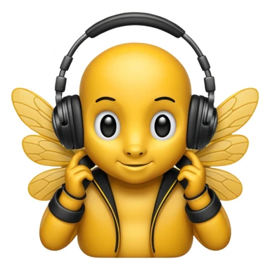 DJ bee with headphones sticker
