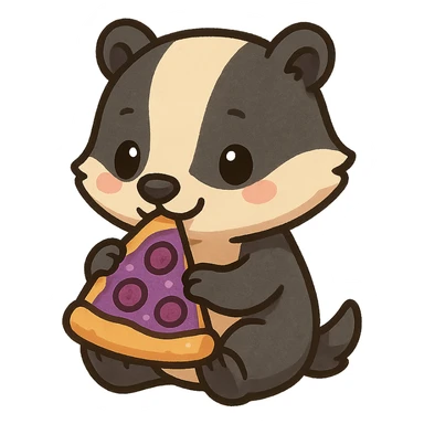 Badger with pizza purple sticker