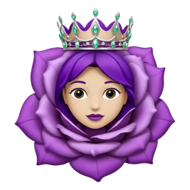 Purple rose flower, silver circle plaque, silver tiara sticker