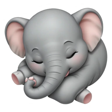 meme-worthy-cute-sleeping-baby-elephant-portrait-emoji,-head-resting-peacefully-with-a-contented-smile,-showcasing-a-delightfully-tiny-build-and-a-luxuriously-soft-gray-hide,-eyes-shut-in-a-serene,-restful-nap,-simplified, eyes closed sticker