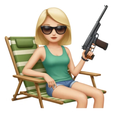 lady in a lawn chair with a gun sticker