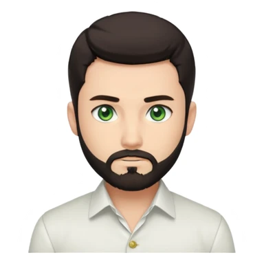 Man with a short full beard, Styled hair, Best looking man in the planet, onepiece style dark hair, green eyes, more anime style more maskulin. Wearing a white formal shirt, first buttons open macho style sticker