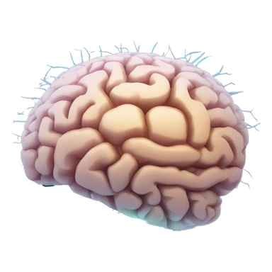 Brain with glowing neurons and computer chip on top sticker