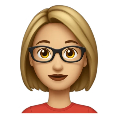 quiero un emoji de una chica blanca catira cabello largo de lentes con montura roja sticker