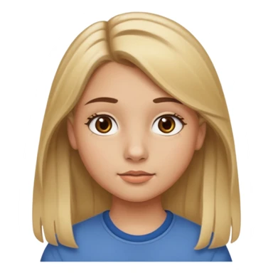 14 year old girl roundish face with brown round eyes and medium thick brown eyebrows and light brown hair with blonde highlights and light/tan skin and a button nose and medium thick lips with long hair sticker