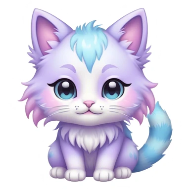 Kawaii bright fantasy pastel ethereal anthro feline fursona animal creature sticker