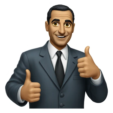 photorealistic Gamal Nasser shows thumbs up sticker