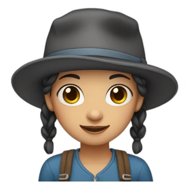 a girl with pigtails in a hat sticker