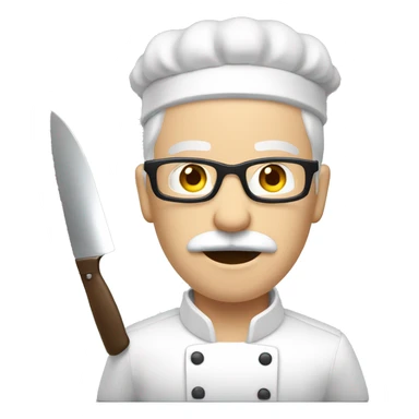 Pale Guy brown hair glasses moustache with knife cooking sticker