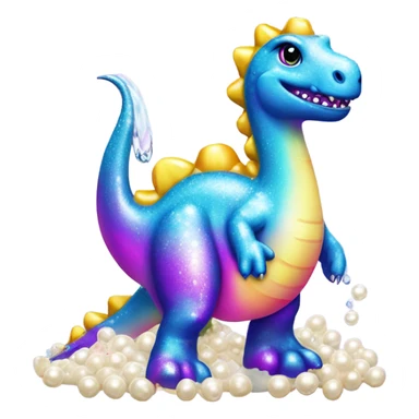 Lisa frank glitter pretty water dinosaur with pearls sticker