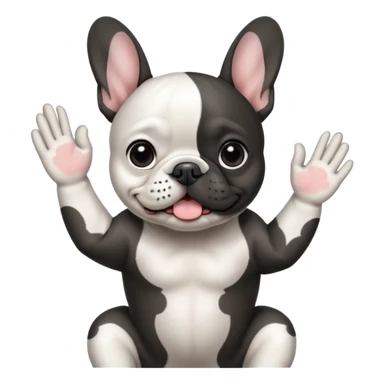 Чёрно Белый французский бульдог машет лапой sticker
