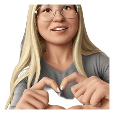 blonde girl with heart hands sticker