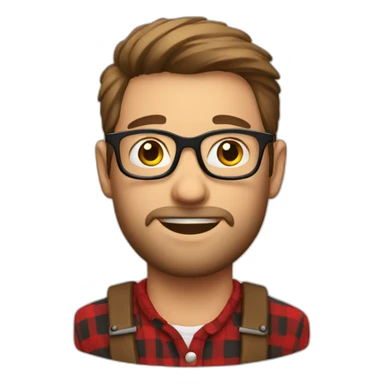 European guy wearing glasses and Lumberjack shirt sticker