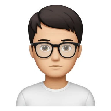 Парень в белом лонгсливе и черных прямоугольных очках с короткой стрижкой на бок темные волосы sticker