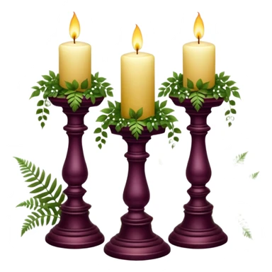 Aesthetic scenic beautiful gorgeous pretty elegant sparkly shiny scene of Candles, flowers, marble pedestals, lush vines, ferns, scenic aesthetic scenery sticker