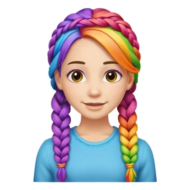 Woman with braided rainbow hair, happy — long braids  sticker